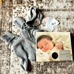 DISANA wool coverall overall SET with matching bonnet 3-6 months gray Germany